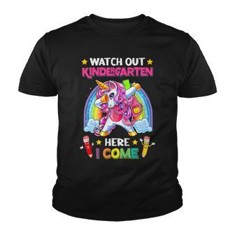 Kids Watch Out Kindergarten Here I Come Unicorn Back To School V2 Youth T-shirt - Seseable