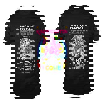 Kids Watch Out Kindergarten Here I Come Unicorn Back To School V2 Youth T-shirt - Seseable