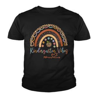 Kindergarten Vibes Rainbow Girls 5 6 Back To School Leopard Youth T-shirt - Thegiftio UK