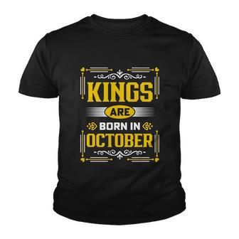 Kings Are Born In October Birthday Fun Birthday Graphic Design Printed Casual Daily Basic Youth T-shirt - Thegiftio UK