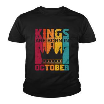 Kings Are Born In October Birthday Fun Birthday Graphic Design Printed Casual Daily Basic Youth T-shirt - Thegiftio UK