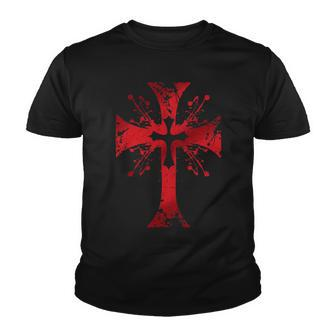 Knight Templar T Shirt - The Warrior Of God Bloodstained Cross - Knight Templar Store Youth T-shirt - Seseable