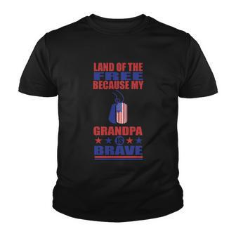 Land Of The Free Because My Grandpa Is Brave Youth T-shirt - Monsterry UK