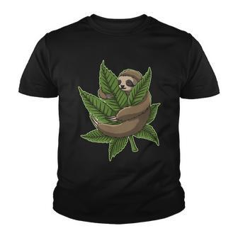 Lazy Sloth Cannabis Leaf Youth T-shirt - Monsterry