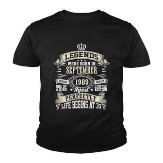 Legends Were Born In September 1989 Vintage 33Rd Birthday Gift Youth T-shirt - Monsterry