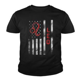 Leo Us Flag Zodiac Sign For Usa Patriotic Men Women Youth T-shirt - Thegiftio UK