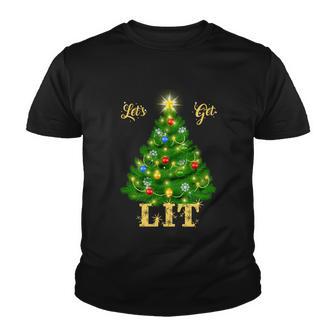 Lets Get Lit Christmas Tree Gift Youth T-shirt - Monsterry UK