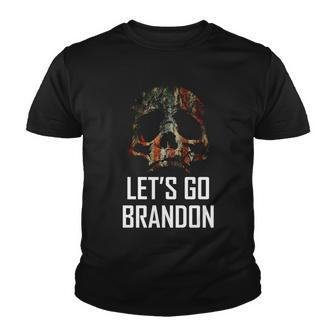 Lets Go Brandon American Grunge Skull Tshirt Youth T-shirt - Monsterry