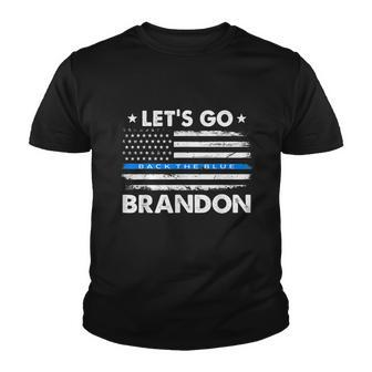 Lets Go Brandon Shirt Thin Blue Line Us Flag Youth T-shirt - Monsterry DE