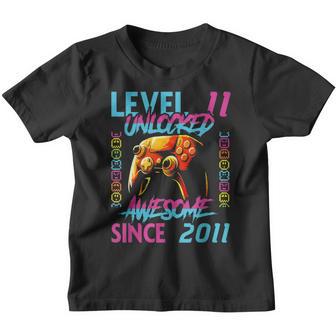 Level 11 Unlocked Awesome 2011 Video Game 11Th Birthday Kids Youth T-shirt - Thegiftio UK