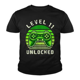 Level 11 Unlocked Video Game 11Th Birthday Gamer Boys Youth T-shirt - Seseable