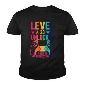 Level 23 Unlocked Awesome Since 1999 23Rd Birthday Gamer Video Game Graphic Design Printed Casual Daily Basic Youth T-shirt - Thegiftio UK