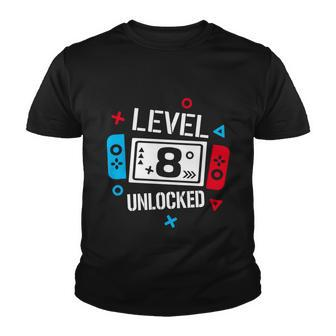 Level 8 Unlocked Birthday 8Th Birthday Boy Gamer 8 Years Old Gamer Graphic Design Printed Casual Daily Basic Youth T-shirt - Thegiftio UK