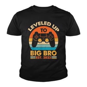 Leveled Up To Big Brother Est 2023 Vintage Retro Youth T-shirt - Thegiftio UK