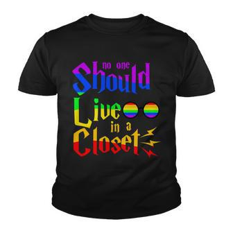 Lgbt Gay Pride No One Should Live In The Closet Youth T-shirt - Monsterry