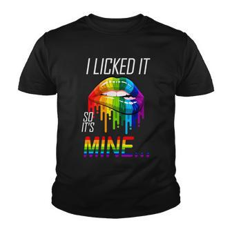Lgbt I Licked It So Its Mine Gay Pride Lips Tshirt Youth T-shirt - Monsterry AU