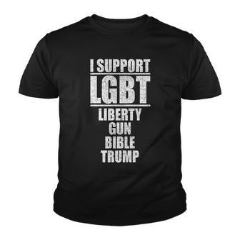 Lgbt Liberty Gun Bible Trump Youth T-shirt - Monsterry