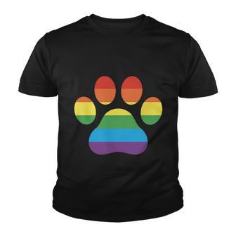 Lgbt Rainbow Pride Furry Dog Paw Pride Month Youth T-shirt - Monsterry DE