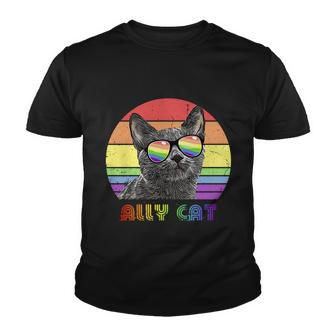Lgbtq Ally Cat Rainbow Gay Pride Flag Lgbt Funny Gift V2 Youth T-shirt - Monsterry UK