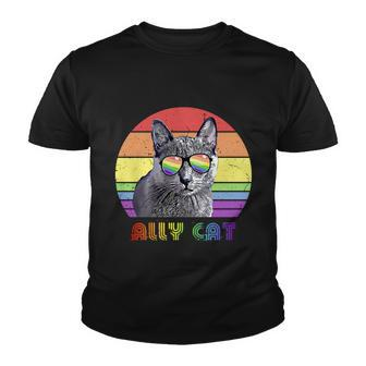 Lgbtq Ally Cat Rainbow Gay Pride Flag Lgbt Gift V4 Youth T-shirt - Monsterry UK