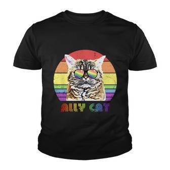 Lgbtq Ally Cat Rainbow Gay Pride Flag Lgbt Gift V6 Youth T-shirt - Monsterry DE
