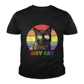 Lgbtq Ally Cat Rainbow Gay Pride Flag Lgbt Gift Youth T-shirt - Monsterry AU