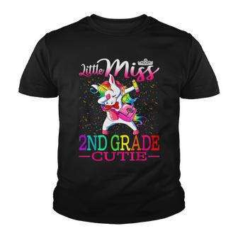 Little Miss 2Nd Grade Cutie First Day Of School Unicorn Youth T-shirt - Thegiftio UK