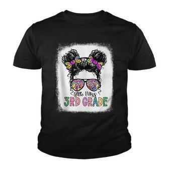 Little Miss 3Rd Grade Back To School Messy Bun Teacher Youth T-shirt - Thegiftio UK