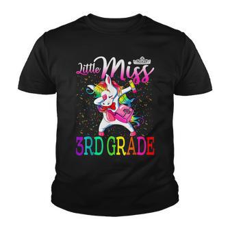 Little Miss 3Rd Grade First Day Of School Girls Unicorn Youth T-shirt - Thegiftio UK