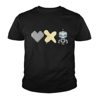 Love Death Robots Yellow Pixel Heart X And Cute Robot Youth T-shirt - Monsterry DE