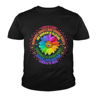 Love Is Love Rainbow Flower Unity Tshirt Youth T-shirt - Monsterry UK