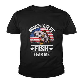 Love Me Fish Fear Me Vintage Funny Bass Fishing Youth T-shirt - Monsterry AU