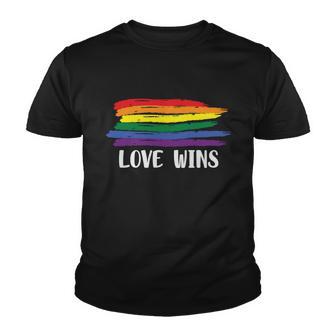 Love Wins Lgbt Gay Pride Lesbian Bisexual Ally Quote Youth T-shirt - Monsterry