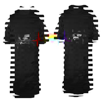 Lovely Lgbt Gay Pride Heartbeat Lesbian Gay Love Heartbeat Youth T-shirt - Thegiftio
