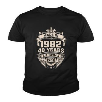Made In 1982 40 Years Of Being Awesome 40Th Birthday Graphic Design Printed Casual Daily Basic Youth T-shirt - Thegiftio UK
