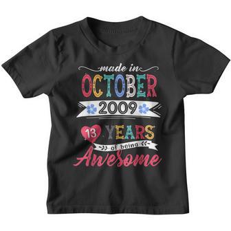 Made In October 2009 13 Year Of Being Awesome 13Th Bday Youth T-shirt - Thegiftio UK