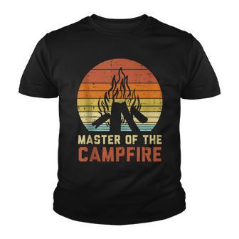 Master Of The Campfire Sunset Retro Bonfire Camping Camper Youth T-shirt - Thegiftio UK