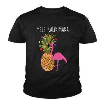 Mele Kalikimaka Flamingo Christmas Tshirt Youth T-shirt - Monsterry