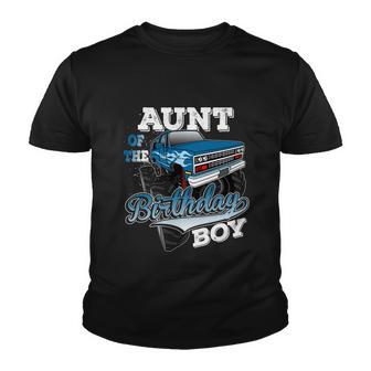 Mens Aunt Of The Birthday Boy Monster Truck Birthday Gift Youth T-shirt - Monsterry DE