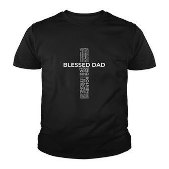 Mens Christian Blessed Dad Cross Fathers Day Youth T-shirt - Thegiftio UK