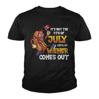 Mens Its Not A Party Until My Wiener Comes Out 4Th Of July Wiener Youth T-shirt - Seseable