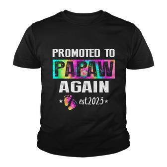 Mens Soon To Be Papaw Again Promoted To Papaw Again 2023 Graphic Design Printed Casual Daily Basic Youth T-shirt - Thegiftio UK