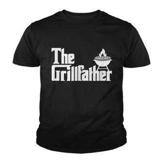 Mens The Grillfather Funny Grilling Grill Father Dad Grandpa Bbq Youth T-shirt - Monsterry