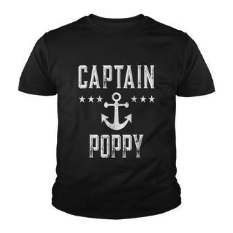 Mens Vintage Captain Poppy Personalized Family Cruise Boating Youth T-shirt - Monsterry