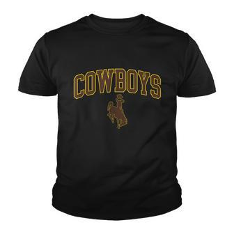 Mens Wyoming Cowboys Apparel Cowboys Arch & Logo Youth T-shirt - Monsterry