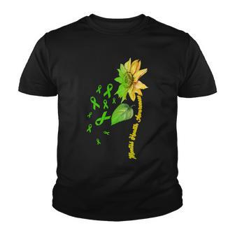 Mental Health Awareness Sunflower Ribbon Tshirt Youth T-shirt - Monsterry DE