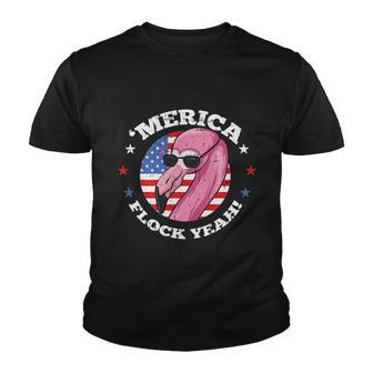 Merica 4Th Of July Flamingo Flock Patriotic American Flag Youth T-shirt - Monsterry DE