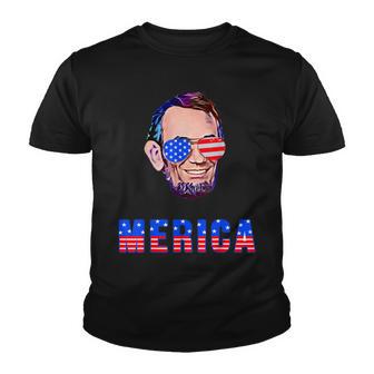 Merica American Flag Usa Independence Day Abraham Lincoln Youth T-shirt - Thegiftio UK