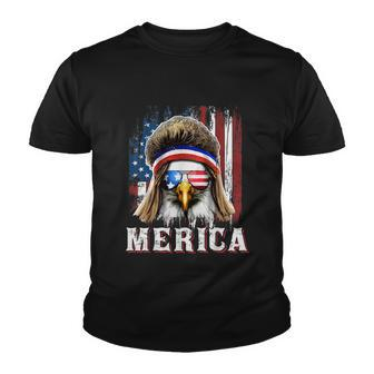 Merica Eagle Mullet 4Th Of July American Flag Stars Stripes Youth T-shirt - Monsterry