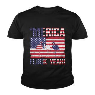 Merica Flamingo Usa Flag 4Th Of July Flock Yeah Graphic Plus Size Shirt Youth T-shirt - Monsterry CA